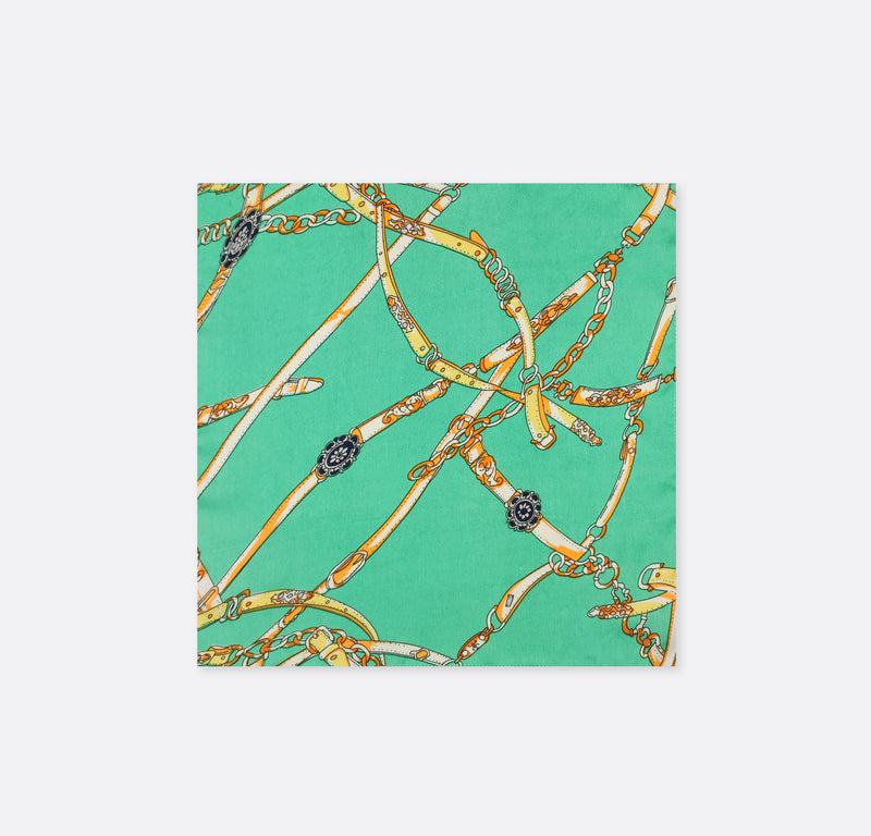 Chains and Straps (Sea Green) - Silk Pocket Square