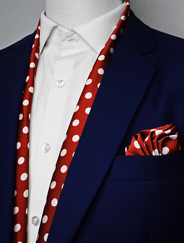 Copper Base Polka Silk Scarf & Pocket Square Set