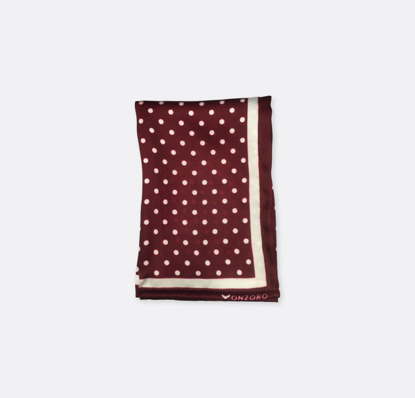 Dark Maroon with White Polka Dots - Silk Pocket Square