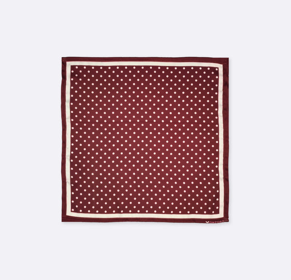Dark Maroon with White Polka Dots - Silk Pocket Square
