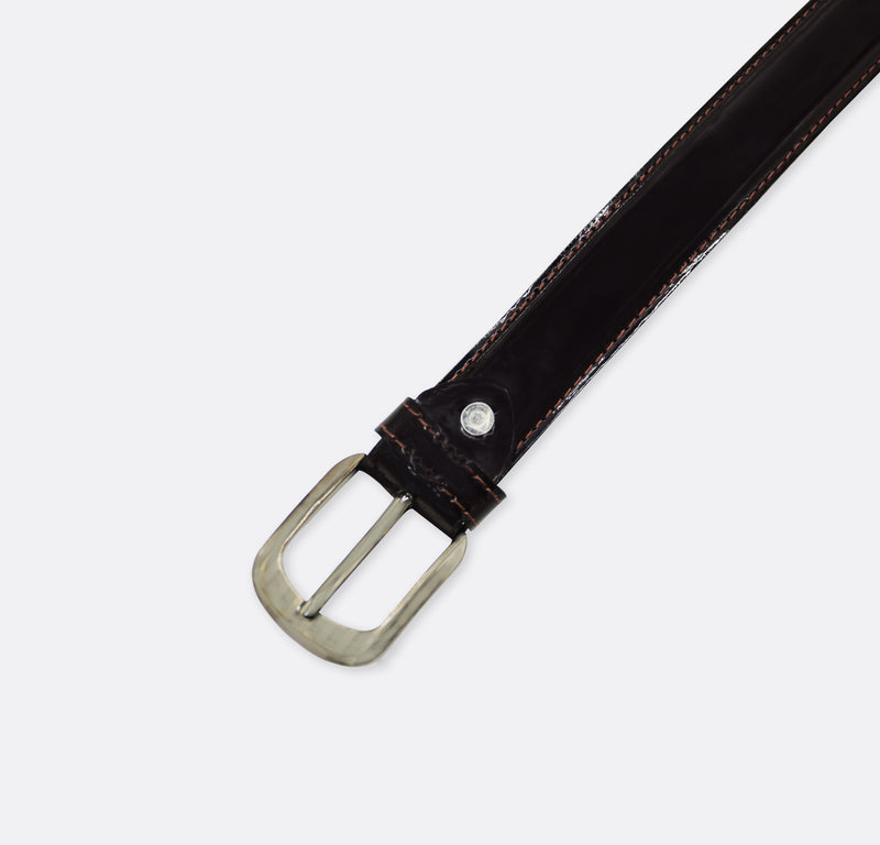 Luxury dark brown leather belt