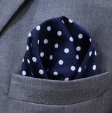 Starry Blue Night Polka Dots - Silk Pocket Square