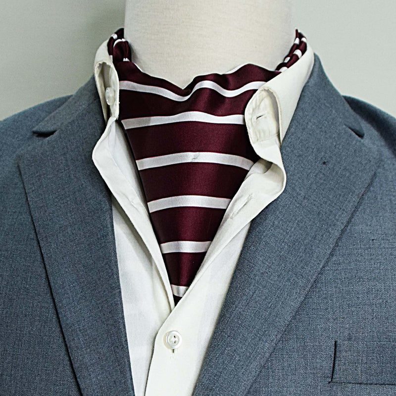 Creamy Rosewood Stripes - Silk Ascots