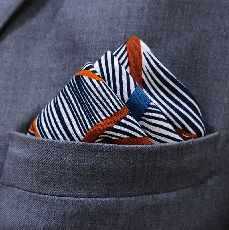 Leafy Blue - Linen Pocket Squares