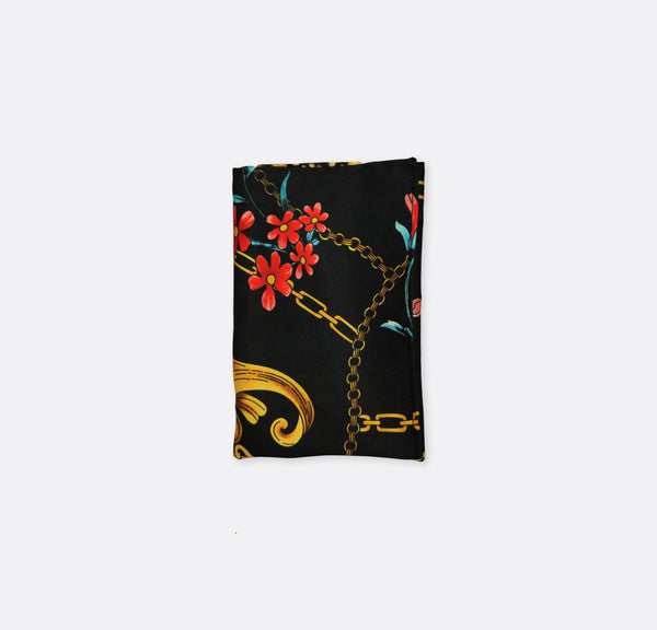Black & Gold Chain Pattern Silk Pocket Squares