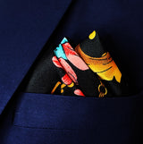 Black & Gold Chain Pattern Silk Pocket Squares