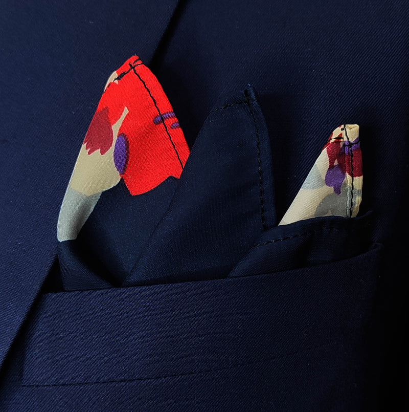The Deep Blue Floral Silk Pocket Squares