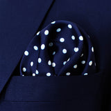 Starry Blue Night Polka Dots - Silk Pocket Square
