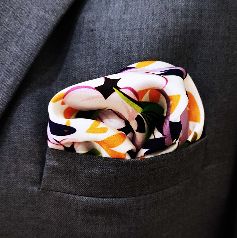 Tropical Birds and Flowers - Silk Pocket Square