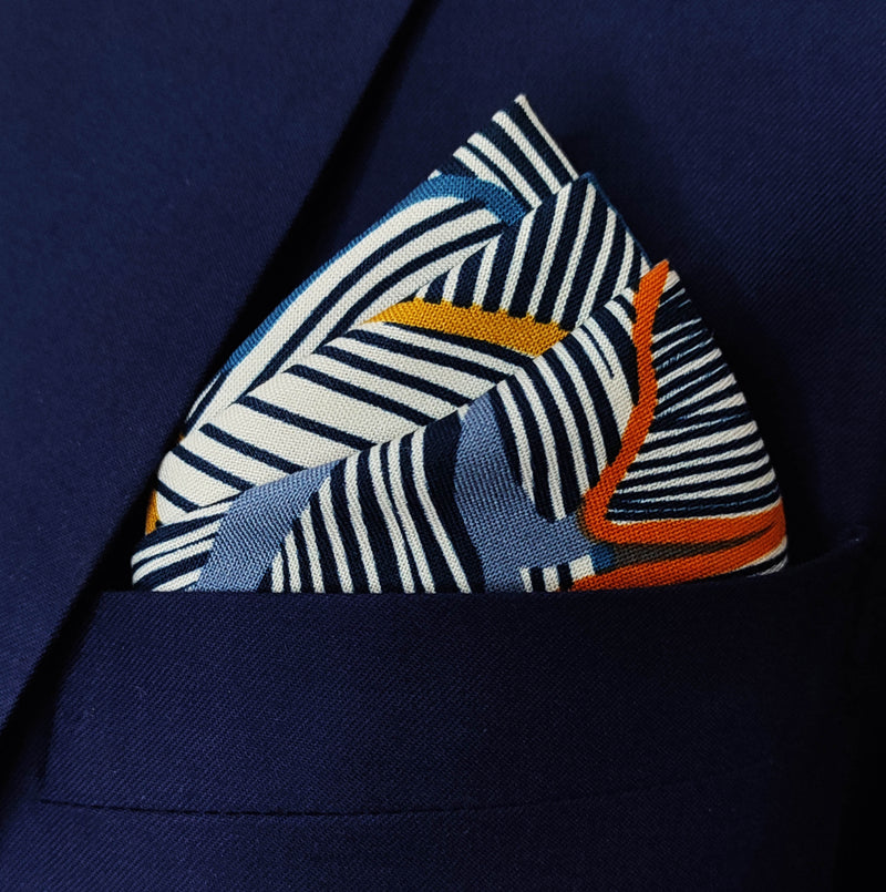 Leafy Blue - Linen Pocket Squares