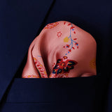 Pink Paisley Petals Silk Pocket Squares