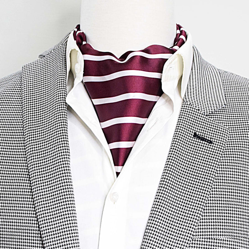 Creamy Rosewood Stripes - Silk Ascots