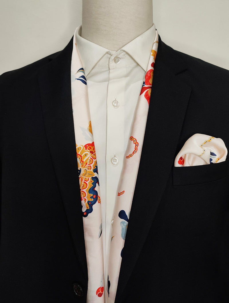 THE CHINESE GARDEN - - SILK SCARF AND POCKET SQUARE SET