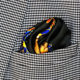 Mandarin Heron Black - Silk Pocket Square
