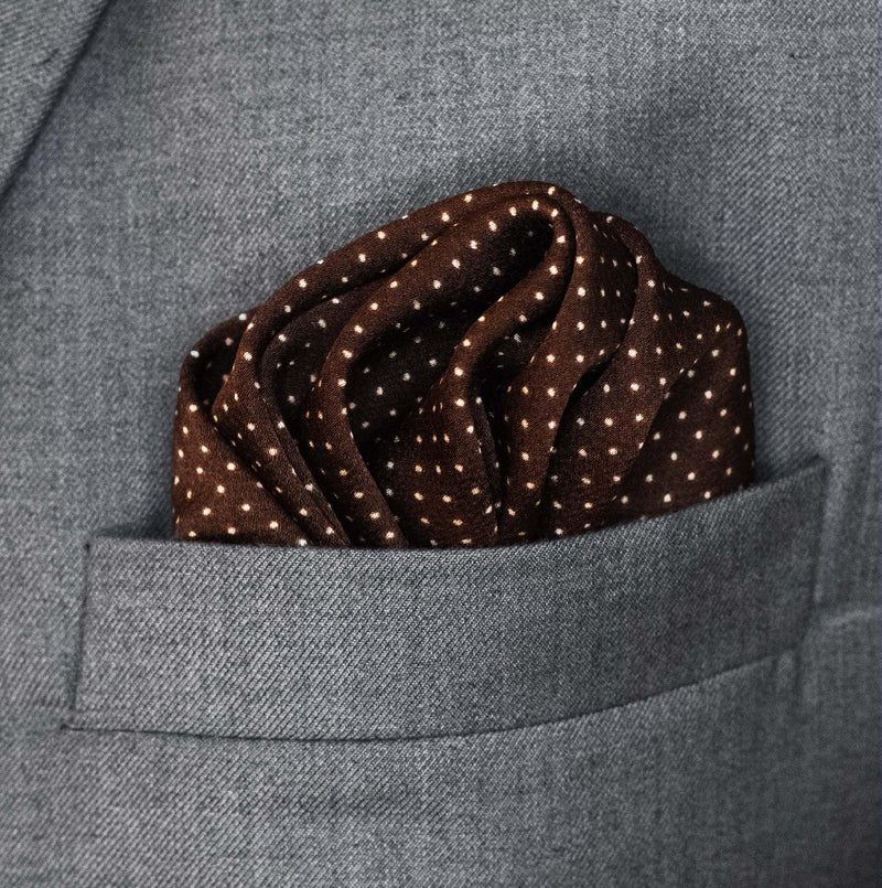 Brown Dot Polka - Silk Pocket Square