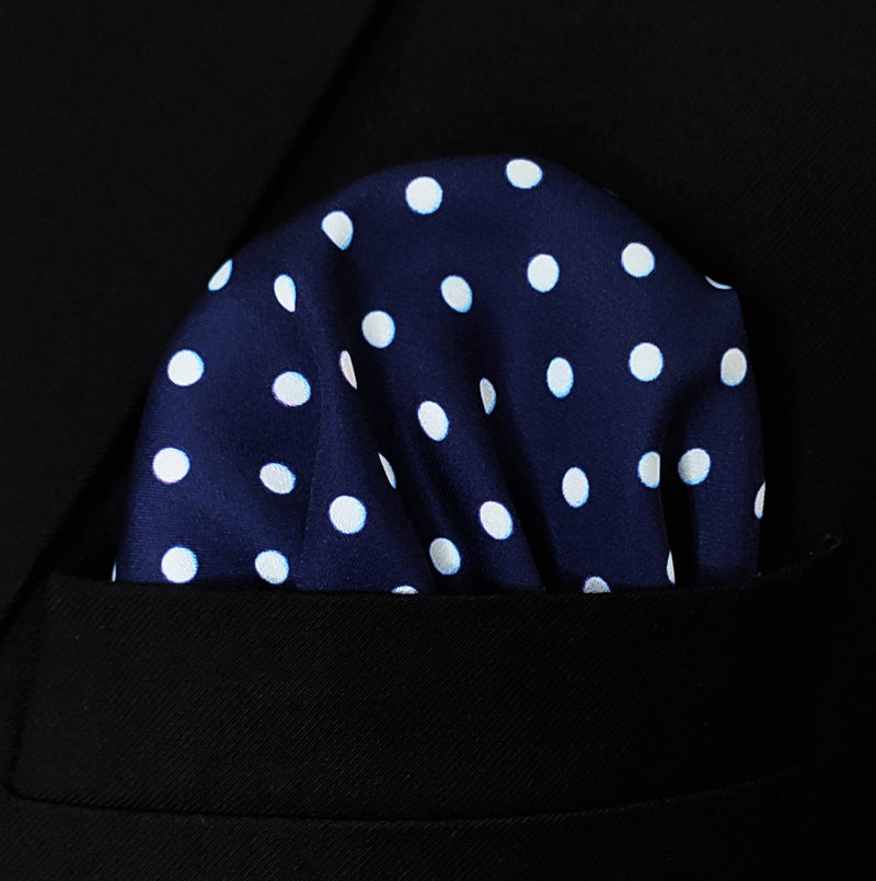 Starry Blue Night Polka Dots - Silk Pocket Square