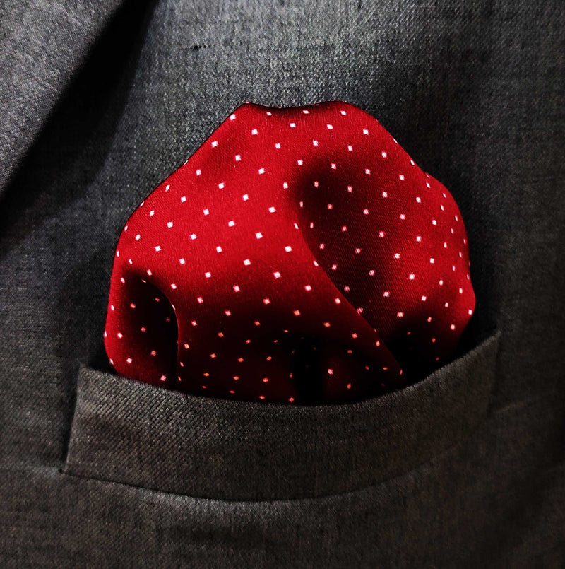 Merlot Mini Polka Dots - Silk Pocket Square