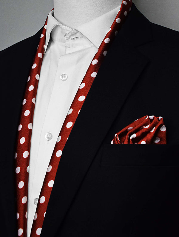 Copper Base Polka Silk Scarf & Pocket Square Set
