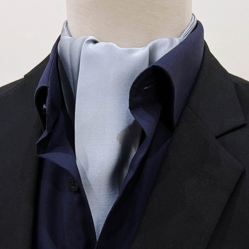 METALLIC GREY - silk men ascot