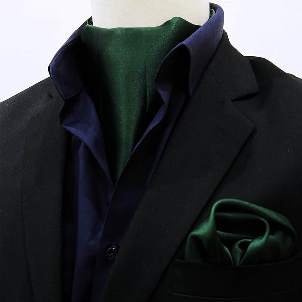 TURQOISE GREEN - SILK MEN ASCOT and pocket square set