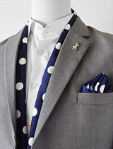 Navy Polka Silk Scarf Set