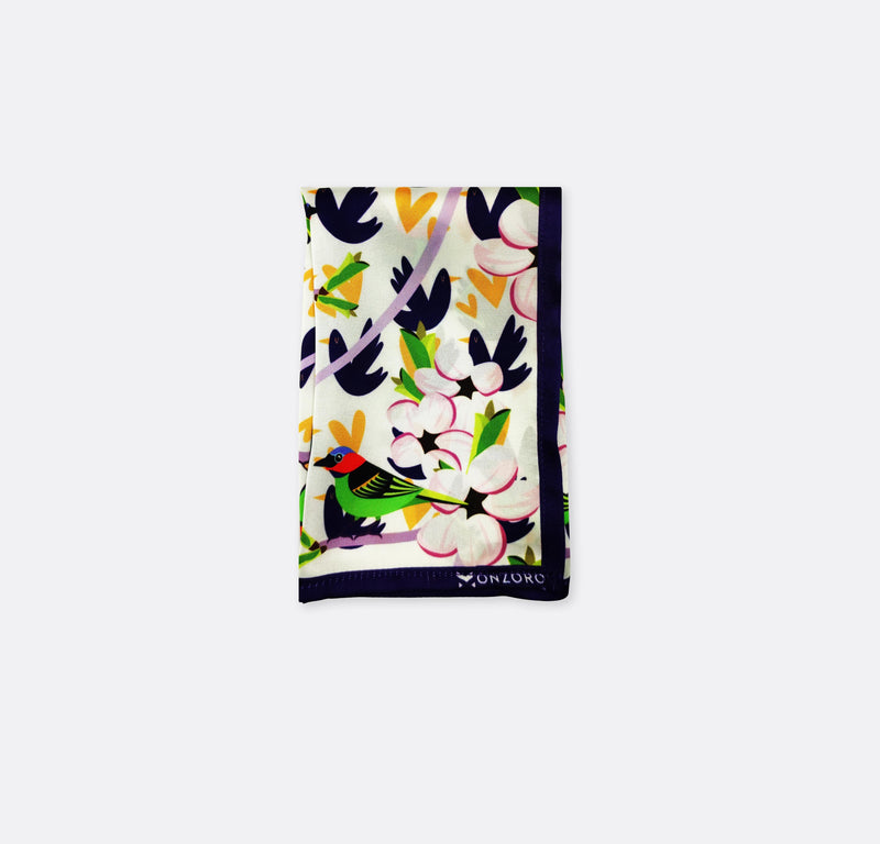 Tropical Birds and Flowers - Silk Pocket Square