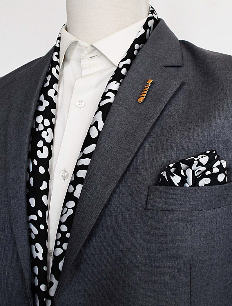BLACK AND WHITE LEOPARD SILK SCARF Set