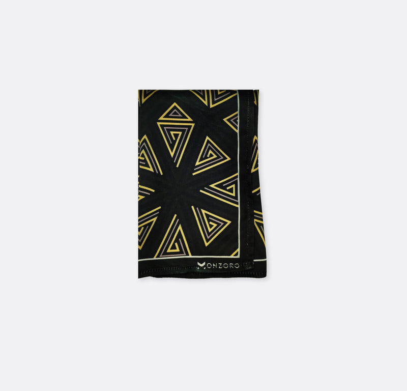 BLACK & GOLD GEOMETRIC - SILK POCKET SQUARES