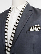 White & Green Stripes Silk Scarf & Pocket Square Set - Combo Sets | Monzoro Pakistan
