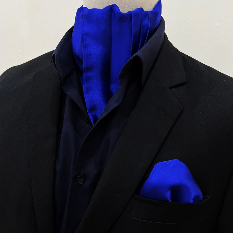 ROYAL BLUE - SILK MEN ASCOT and pocket square set