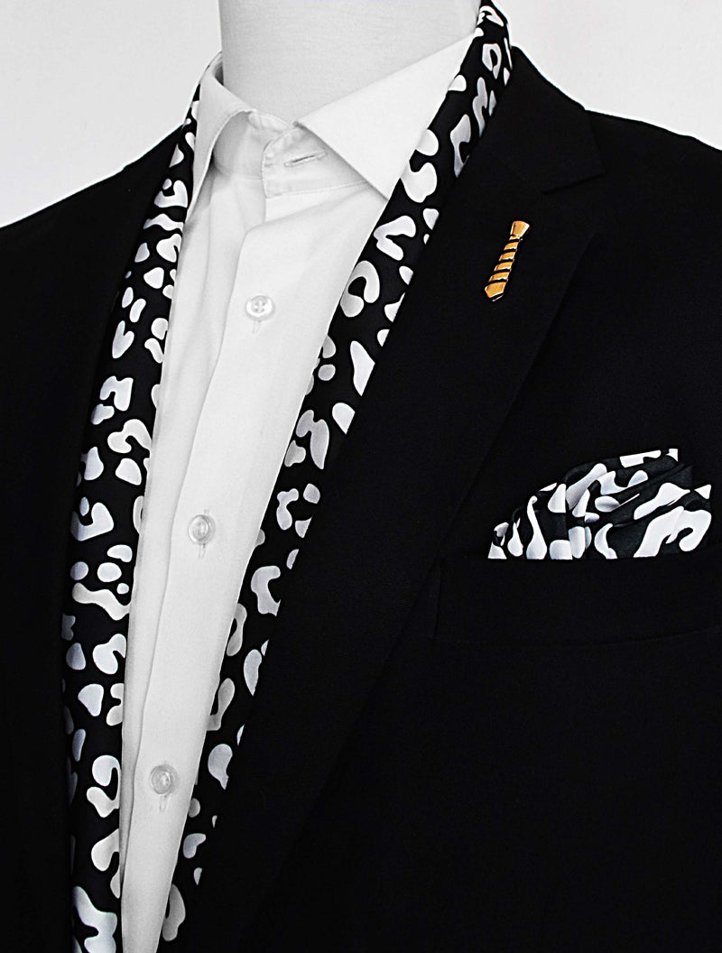 BLACK AND WHITE LEOPARD SILK SCARF Set