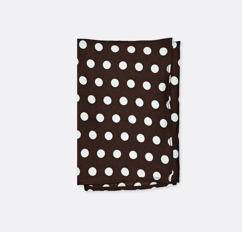Coffee Base Polka Dots - Silk Pocket Square