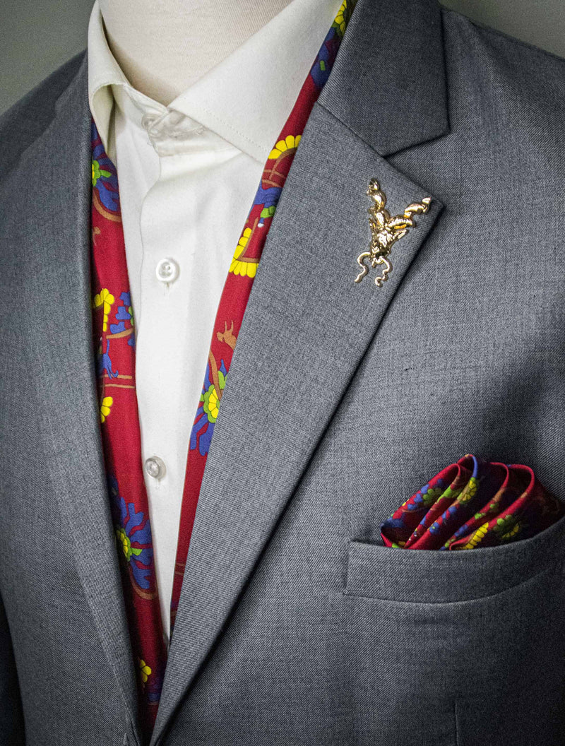 MAROON PAISLEY AND FLORAL - SILK SCARF SET