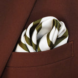 White & Green Stripes - Silk Pocket Square