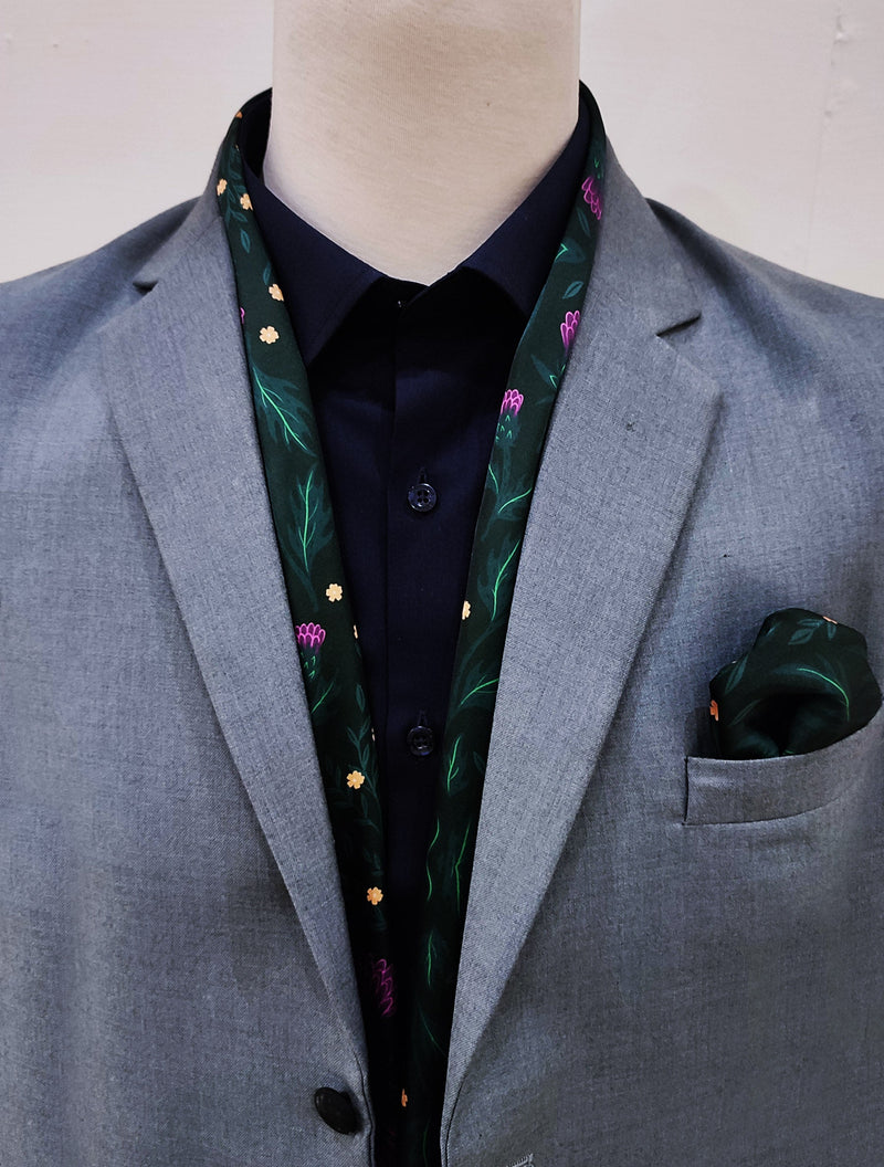 SCOTTISH THIRSTLE VECTOR ART - SILK MEN SCARf and pocket sqaure set