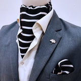 black with white - silk men ascot set