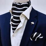 black with white - silk men ascot set