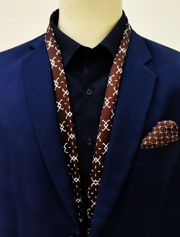 BARBERRY CHOCOLATE SILK SCARf and pocket sqaure Set