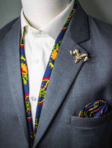 PAISLEY AND FLORAL NAVY BLUE - SILK SCARF SET