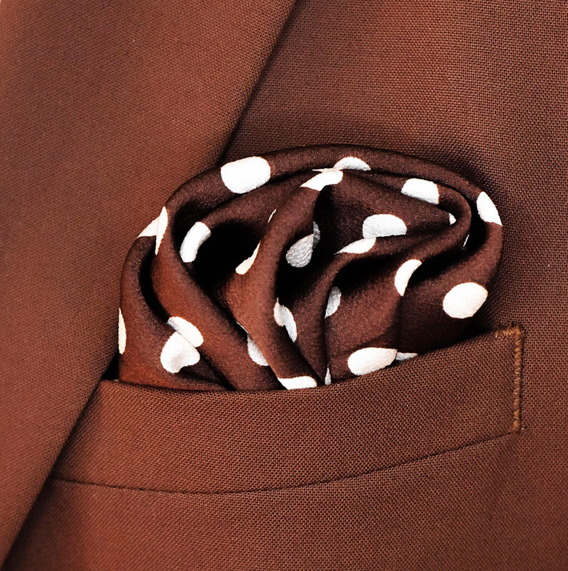 Coffee Base Polka Dots - Silk Pocket Square