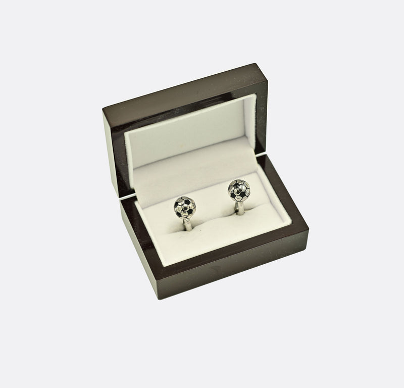 Footbball Game On - Silver & Black Cufflinks