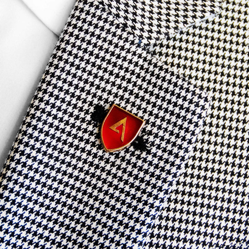 CLASSIC KNIGHT SHIELD – Red AND GOLD LAPEL PINS