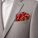 Burgundy Butterfly Charms Silk Pocket Square