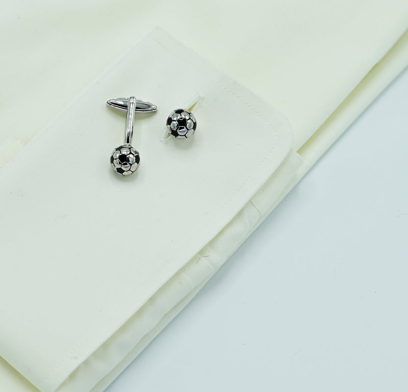 Footbball Game On - Silver & Black Cufflinks