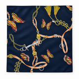 Deep Midnight Blue Butterfly Charms Silk Pocket Square