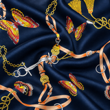 Deep Midnight Blue Butterfly Charms Silk Pocket Square