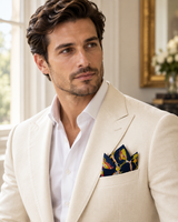 Deep Midnight Blue Butterfly Charms Silk Pocket Square