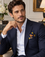Deep Midnight Blue Butterfly Charms Silk Pocket Square