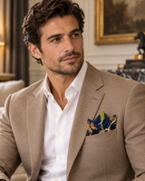 Deep Midnight Blue Butterfly Charms Silk Pocket Square