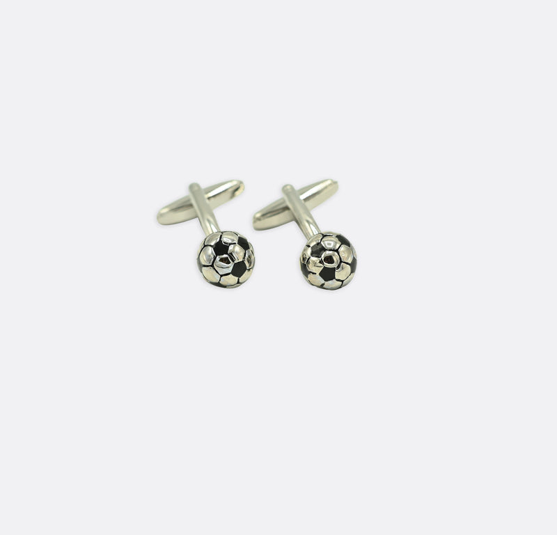 Footbball Game On - Silver & Black Cufflinks